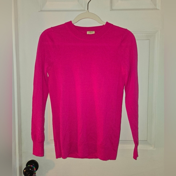 J. Crew Sweaters - J. Crew Hot Pink Merino Wool Crew Blend Neck Women's Sweater